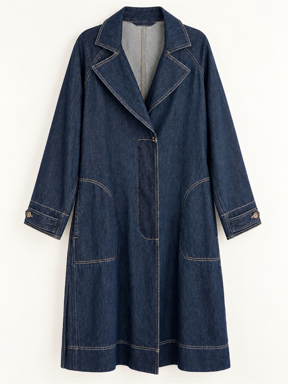 Free Assembly Long Denim Duster Trench Coat Women’s Size Medium